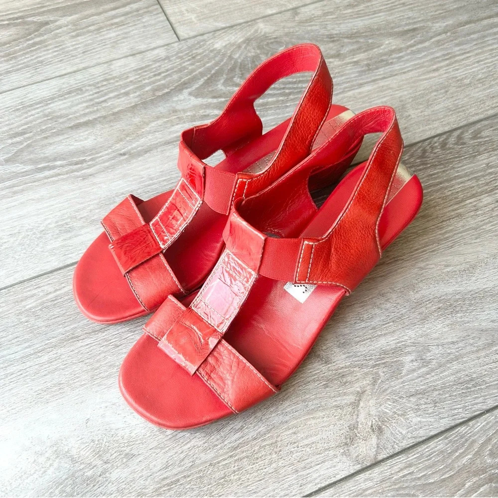Elegant Red Leather Sandals